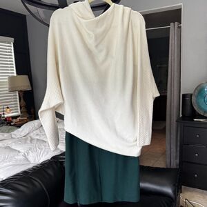 Alpini Knitwear Italian Cream Drape Poncho – Minimalist Cozy Wrap